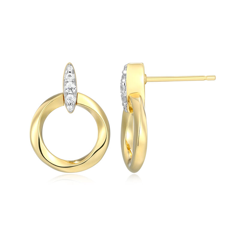Lab Grown Diamond Knife Edge Circle Link Earrings in 14k Gold Plated Sterling Silver image number null
